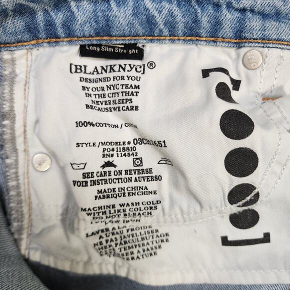 Blank NYC Womens The Cooper Long Slim Straight Ankle Slit Jean Size 29 High Rise - Picture 10 of 14